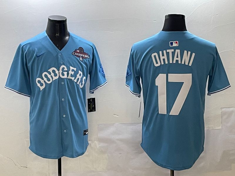 Men Los Angeles Dodgers #17 Ohtani Light Blue Throwback Game 2025 Nike MLB Jersey style 16->los angeles dodgers->MLB Jersey